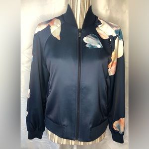 Joe’s collection blue floral bomber jacket